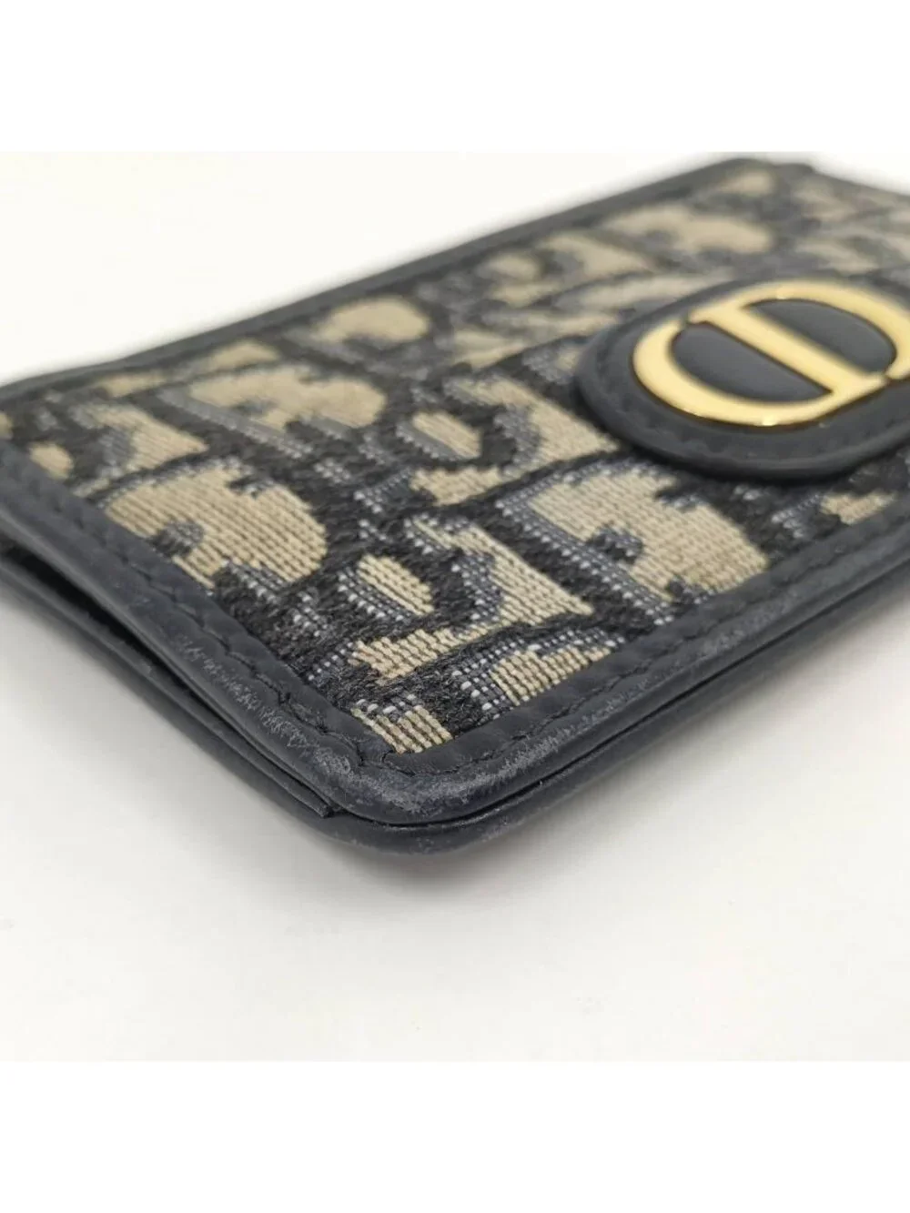 Dior Oblique Coin Case with Key Ring Jacquard Leather Navy